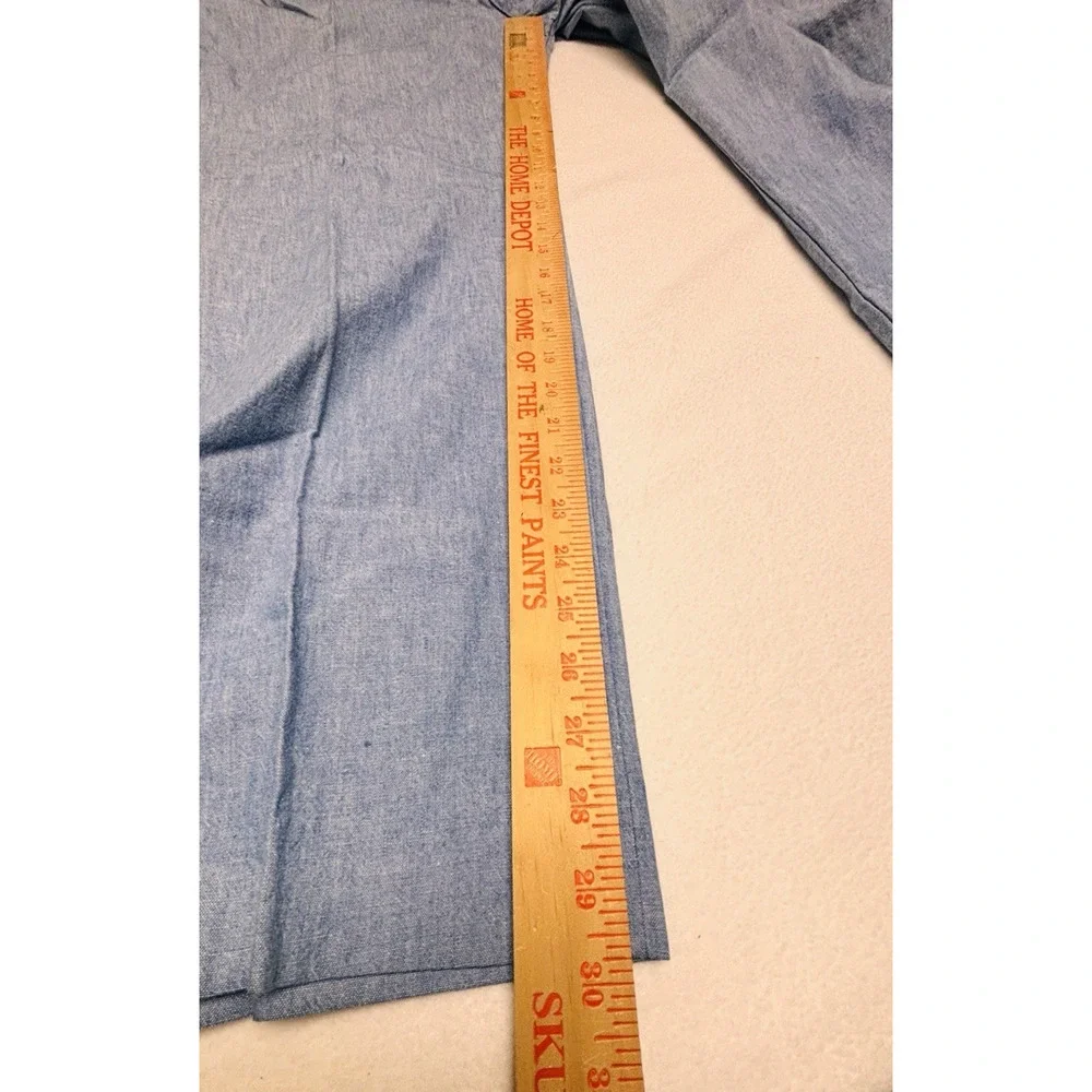 Mens Lightweight Light Blue Pants Elastic Waist Pants 48 x 30 Made in USA